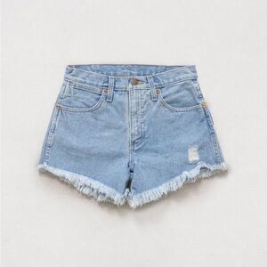 Vintage Wrangler High Rise Cutoff Denim Shorts Distressed Frayed Hem Size 25